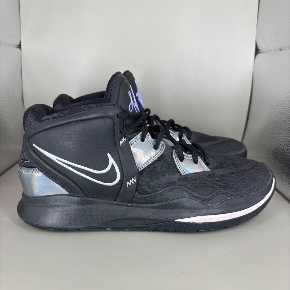 Nike Kyrie Infinity Black Metallic Silver Basketball Shoes CZ0204-005 Mens 9.5